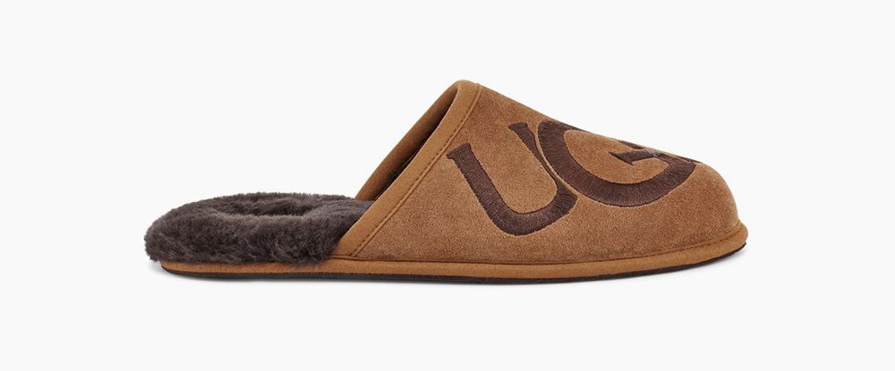 Ugg Slippers Canada - Ugg Men's Scuff Logo Brown